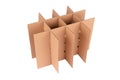Cardboard grid or box cell deviders package for glass bottles packaging and transportation isolated on white. Adjustable