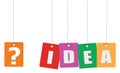 Cardboard hanging - colorful. Tags - idea. Royalty Free Stock Photo