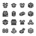 cardboard and parcel solid icon set Royalty Free Stock Photo