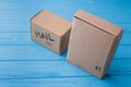 Cardboard mail carton packing boxes.