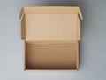 Cardboard, mailing box with opened lid.