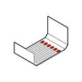 Cardboard matches box isolated. matchstick vector illustration