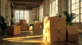 cardboard office moving box Royalty Free Stock Photo