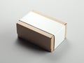 Cardboard package with blank white sticker. 3d rendering