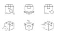 Cardboard Package, Box Line Icon Set. Parcel Shipping Linear Pictogram. Carton Container, Fast Delivery Service Symbol