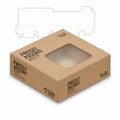 Cardboard packaging box with a transparent window on top, displaying the design Royalty Free Stock Photo