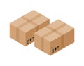 Cardboard packaging isometric icon on white