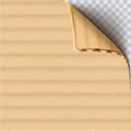 Cardboard paper with curled corner realistic vector square background