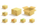 Cardboard parcel. Box package icons.