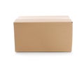 Cardboard parcel box on white background