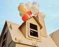 Cardboard playhouse in the backyard for kids. Eco concept Royalty Free Stock Photo