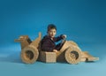 Cardboard racing car Royalty Free Stock Photo