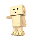 Cardboard robot point his hand ahead