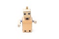 Cardboard robot on a white background. Artificial Intelligence