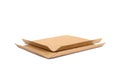 Cardboard slip sheets isolated on white. Alternative packaging concept, paper pallet for transportation and delivery