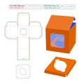 Cardboard square cake box square display cake box die line template and 3d box, Resizeable and editable