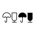 Cardboard symbols line and glyph icon. Fragile cargo vector illustration isolated on white. Umbrella and glass outline Royalty Free Stock Photo