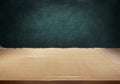 Cardboard table with blackboard background