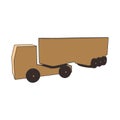 Wooden truck with a trailer on a white background.