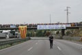 Cardedeu, Catalonia, Spain, October 3, 2017: paceful people cutting