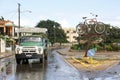 Cardenas, Cuba - November 26, 2015: Truck drives on the road,