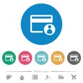 Cardholder of credit card flat round icons