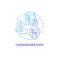 Cardholder data blue gradient concept icon