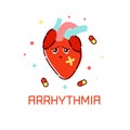 Cardiac arrhythmia poster. Royalty Free Stock Photo