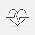 Cardiac cycle linear icon. Vector heartbeat concept symbol