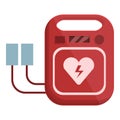 Cardiac defibrillator icon, cartoon style