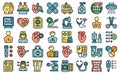 Cardiac surgeon icons set vector flat