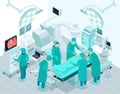 Cardiac Surgeons Isometric Illustration