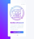 cardiac ultrasound banner design with line icon