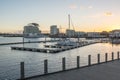 Cardiff bay during sunset in Cardiff, Wales Royalty Free Stock Photo