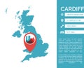 Cardiff map infographic vector isolated illustration