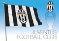 CARDIFF, UNITED KINGDOM, JUNE 2017 - Final Champions League Cup, Flag of Juventus Football Club