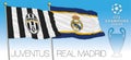 CARDIFF, UNITED KINGDOM, JUNE 2017 - Final match Champions League Cup, Flag of Juventus and Real Madrid