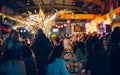 Cardiff, Wales - April 8, 2017: Depot in Cardiff filled with people on spanish food festival, UK Royalty Free Stock Photo