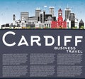 Cardiff Wales City Skyline with Color Buildings, Blue Sky and Copy Space