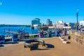 Cardiff, Wales, September 16, 2022: Marina at Cardiff bay at Wel Royalty Free Stock Photo