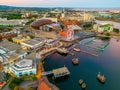 Cardiff, Wales, September 16, 2022: Sunset panorama view of Card Royalty Free Stock Photo