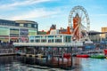 Cardiff, Wales, September 16, 2022: Sunset skyline of Cardiff ba