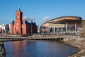 Pierhead building and Millenium Centre in Cardiff on December 26, 2013. Unidentified people