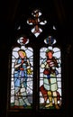 Stained glass window of St John the Baptist Parish Church