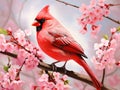 Cardinal Amid Spring Tree Blossoms Royalty Free Stock Photo