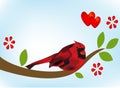 Cardinal bird on branch tree image vector template Royalty Free Stock Photo