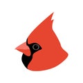Cardinal bird head, vector illustration,flat style Royalty Free Stock Photo