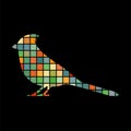 Cardinal bird mosaic color silhouette animal background black