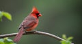 Cardinal Bird Perched on Branch in Morning Light Royalty Free Stock Photo