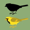 Cardinal bird, vector illustration, flat style,profile Royalty Free Stock Photo